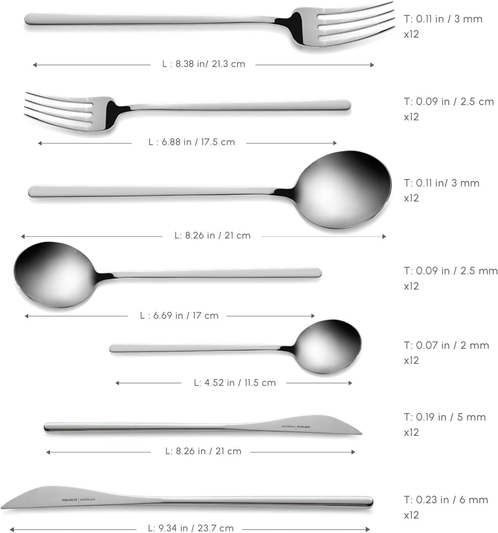 Karaca Focus Elegance, 84-częściowy zestaw sztućców, 12 osób Kitchen Naty Shop