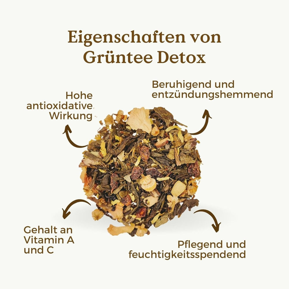 Ceai detoxifiant BIO 100 g (50 cești) | Ceai verde diuretic cu păpădie, fructul pasiunii și cătină REPLANTEA