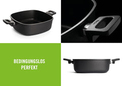 Woll Nowo Titanium Guss-Kasserole Viereckig - Induktiv -, 28 X 28 Cm, 10 Cm Hoch, 6.0 Liter, Mit 2 Seitengriffen - Geeignet Für Alle Herdarten, Aluminium, Backofenfest, Schwarz Formy i blachy do pieczenia Naty Shop