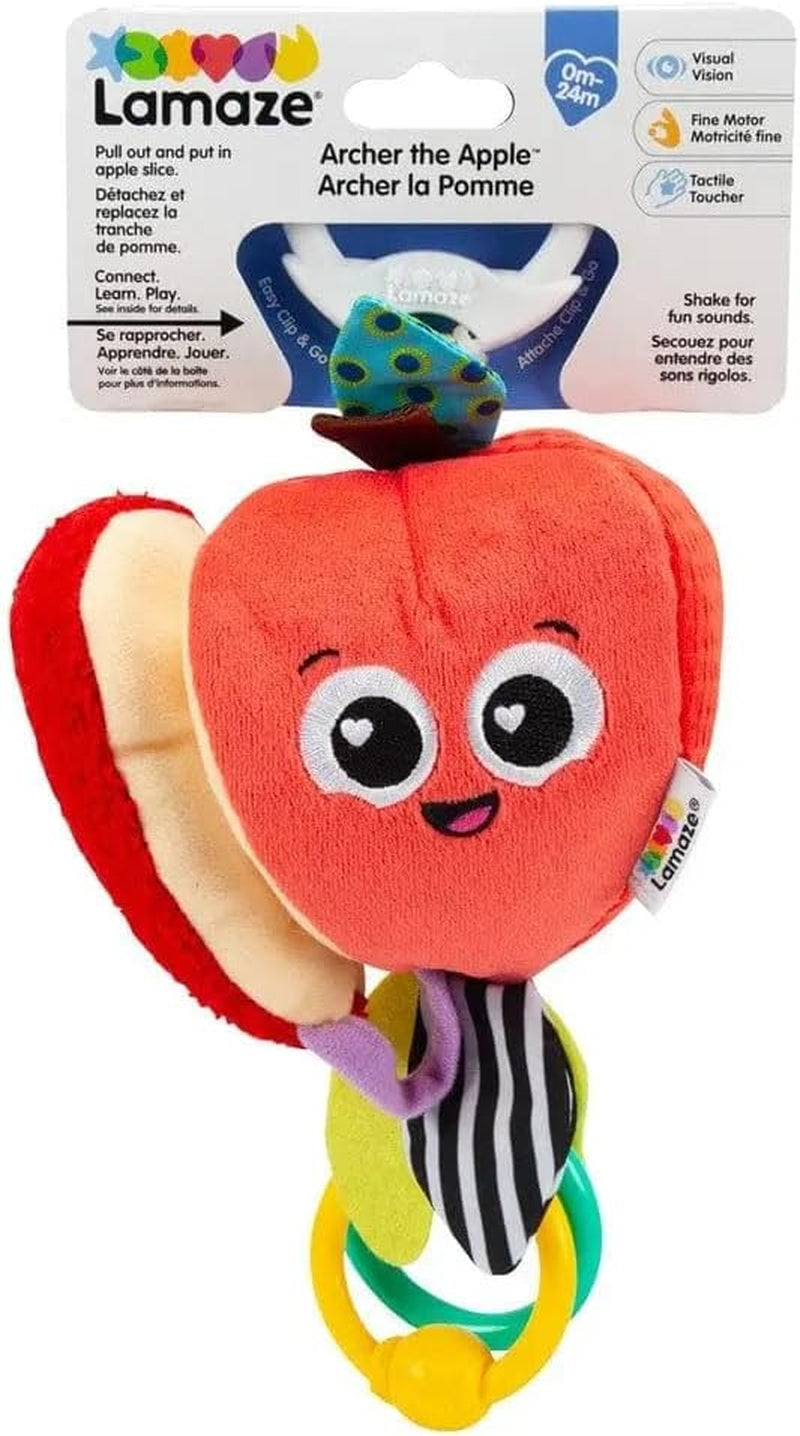 LAMAZE Bea the Banana, Clip pe cărucior și cărucior Jucărie pentru nou-născut, jucărie senzorială pentru bebeluși cu culori și sunete, jucărie de dezvoltare pentru băieți și fete cu vârsta cuprinsă între 0 și 24 de luni, galben Jucarii Bebe Naty Shop Albert, Mărul