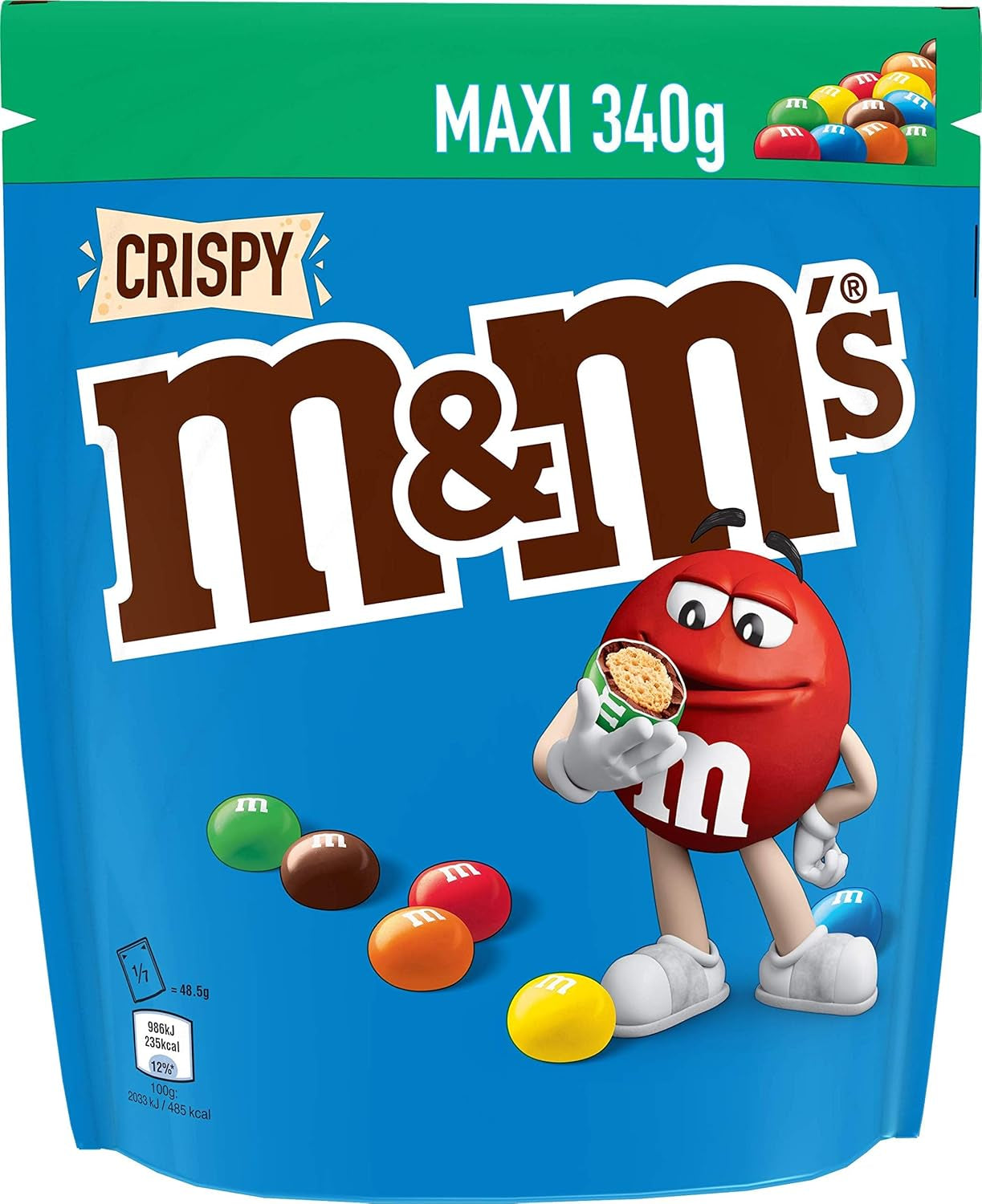 Duże opakowanie czekoladowych M&M's, chrupiąca czekoladowa soczewica z kolorową polewą cukrową, Party Mix, 1 x 800g, cukierki z motywem futbolu amerykańskiego