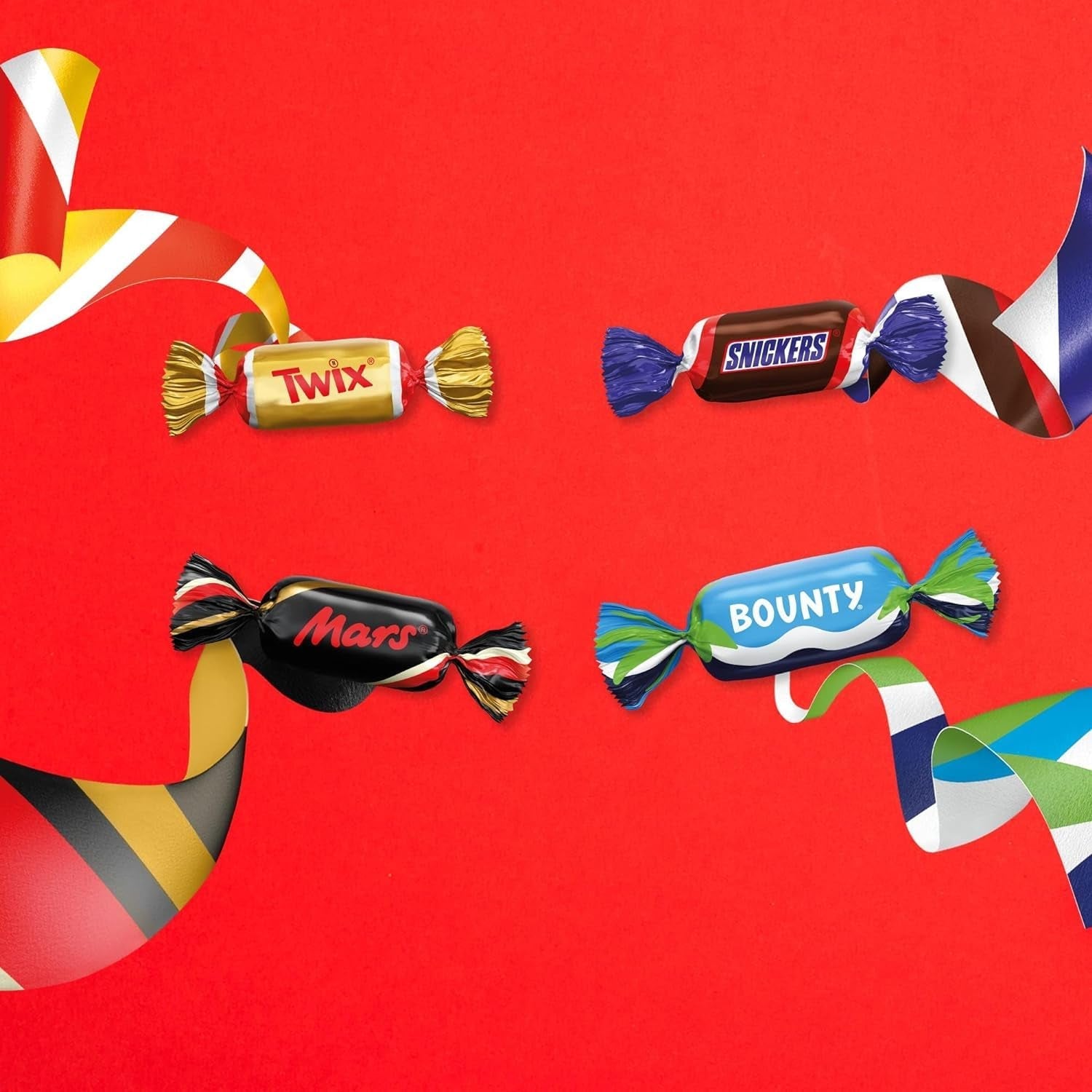 Mix figurek, Mars, Snickers, Bounty i Twix, Batony klasyczne w formacie mini, 296 Batony, Cukierki Czekoladowe 3Kg Naty Shop