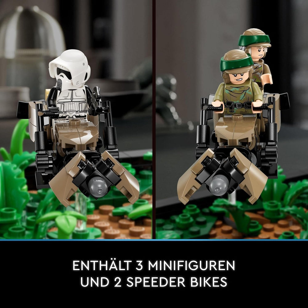 LEGO 75353 Star Wars Pościg na Endorze — zestaw dioramy, Powrót Jedi z Lukiem Skywalkerem, księżniczką Leią, żołnierzem zwiadowczym i ścigaczami, zestawy do budowania z okazji 40. rocznicy urodzin w sklepie LEGO