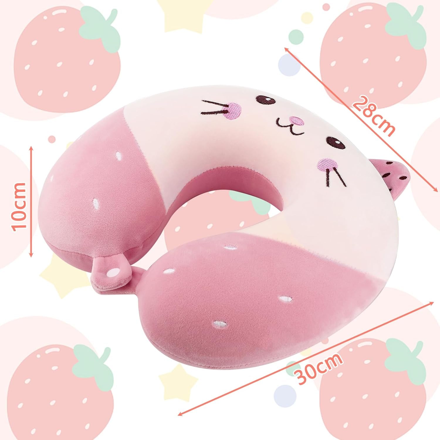 Litimkat pernă pentru gât copii, pernă portabilă pentru gâtï¼Œpernă de călătorieï¼Œ Pernă din spumă de memorie în formă de U, călătorie, avion, mașină, tren, birou, acasă, față de pernă cu model drăguț de animale, detașabilă (roz) Perne ortopedice cervicale Naty Shop