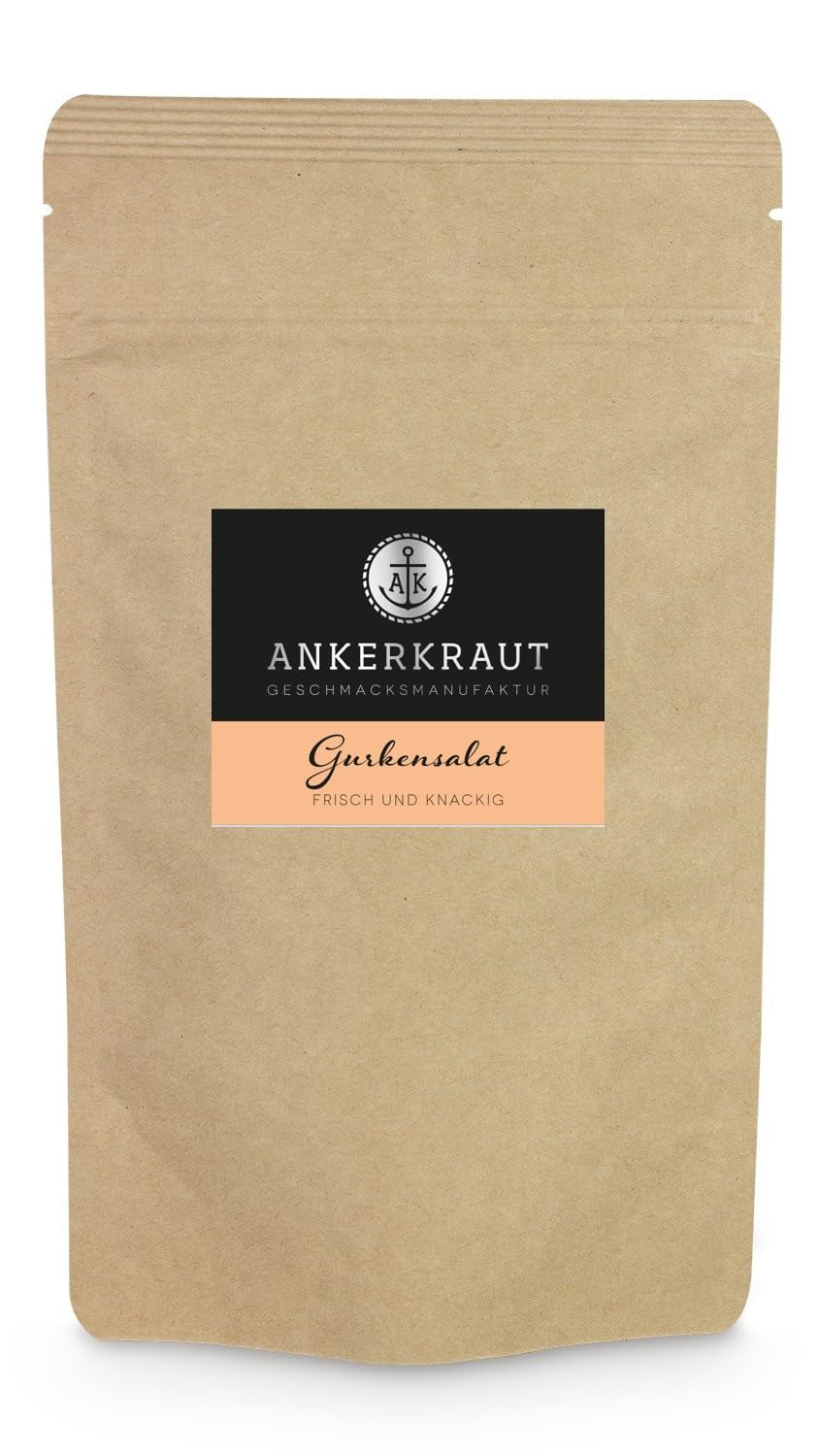 Ankerkraut Gurkensalat, 60 g w szklance korkowej, Würze Gherken-Salat Ganz Einfach, Zuckerfrei und Ohne Gesmackverstärker, Mischung würzender Ingredient für Salat