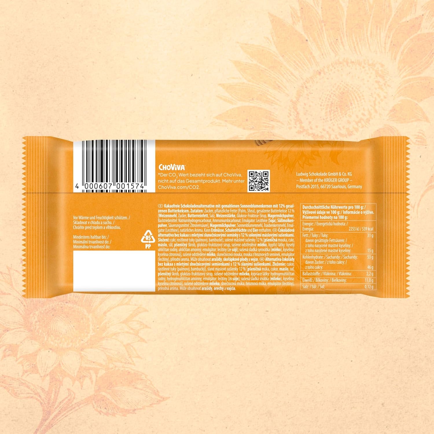 Solone Ciasteczka Maślane i ChoViva, 80g batonik, wykonane z alternatywnej czekolady z pestkami słonecznika