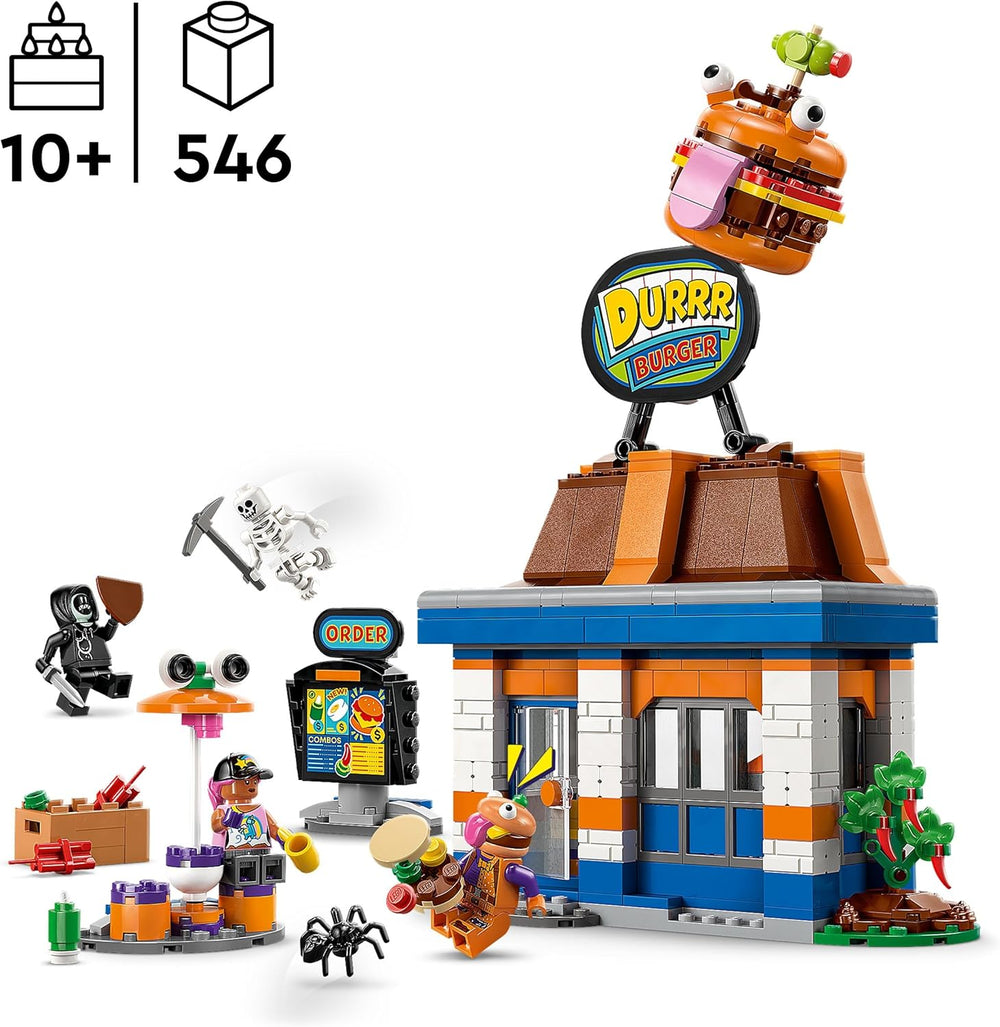 LEGO Fortnite Durrr Burger Restaurant - Gaming Spielzeug mit Strandbomber, Beefboss, Schmierfink und EIN Skelett Minifiguren - Sammelbares Gamer Geschenk für Jungen und Mädchen ab 10 Jahren - 77076