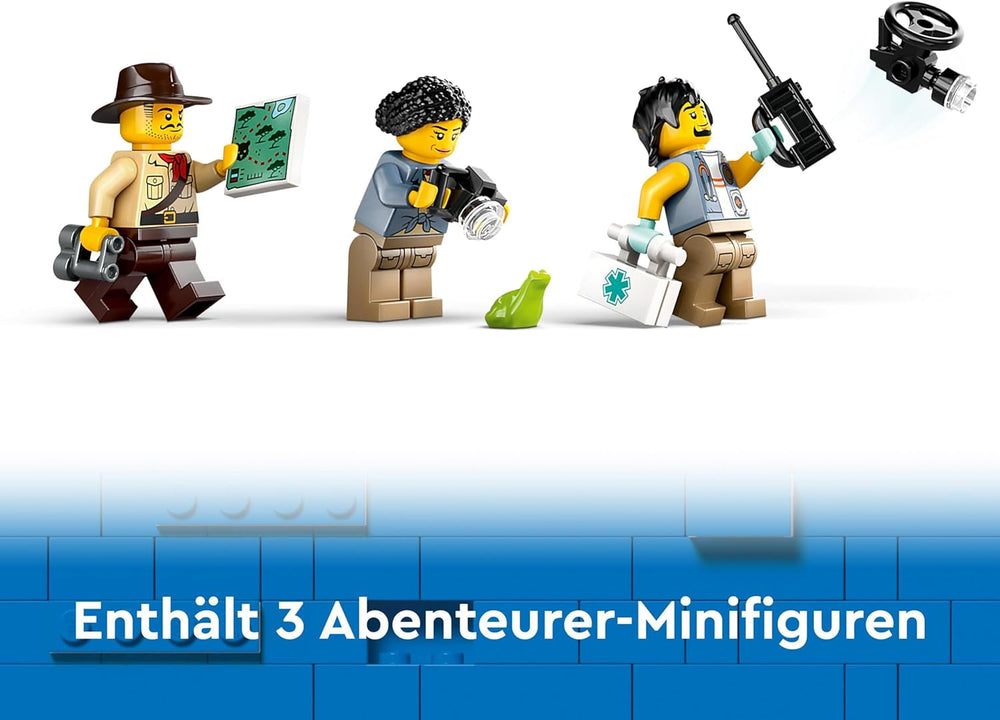 Camion LEGO City Jungle Explorer, set de construit și jucat pentru copii de peste 6 ani, cadou grozav pentru ziua de naștere, camion de jucărie, cu 3 minifigurine Adventurer și tigru 60426 Seturi de constructie Besuche den LEGO-Store