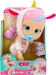 CRY Babies Dreamy Interaktive Puppe Hilf Dreamy bei ihren ersten Schritten – sie gibt über 10 Laute and Reaktionen von Sich and cann leuchtende LED-Tränen weinen. Kinder ab 3 Jahren.