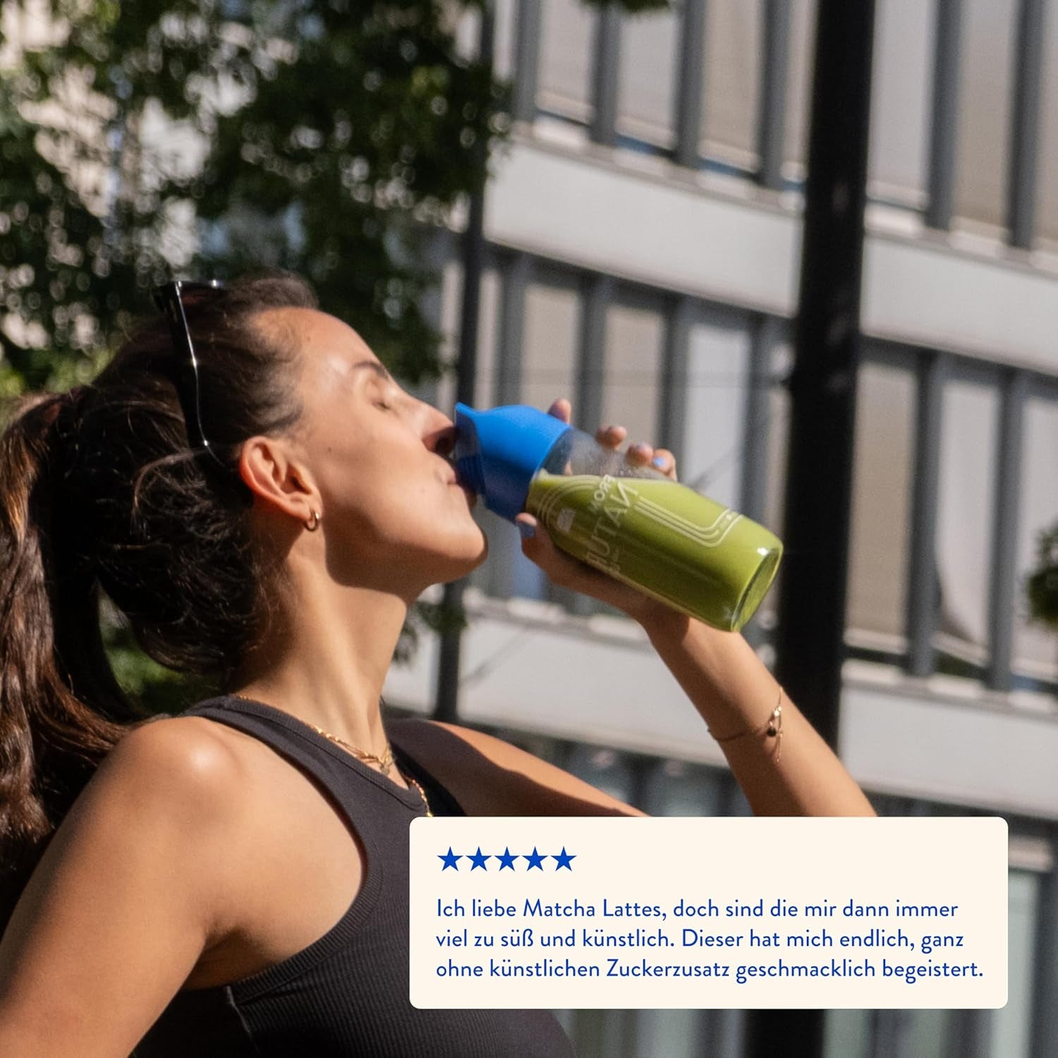 Blue Farm Bio Matcha Oat Latte auf Haferbasis ohne Zuckerzusatz - Mit dem Vitalpilz Lion's Mane - Wegańskie - bez laktozy i glutenu (300 g, Matcha)