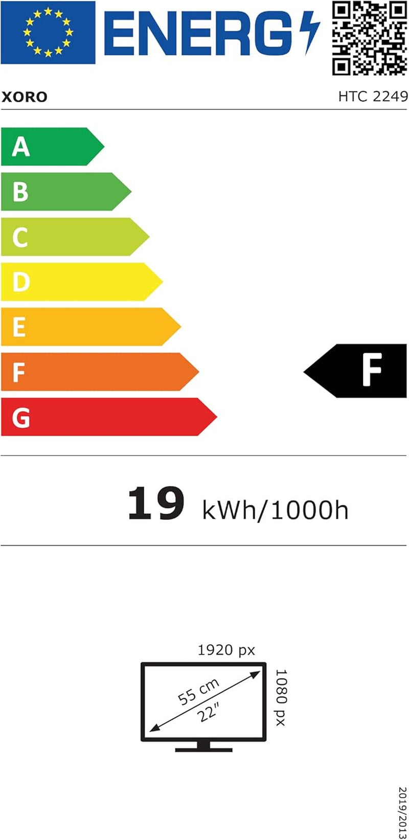 Televizor LCD Xoro HTC 2249 de 21,5" (55 cm) cu tuner triplu HDTV, player DVD integrat, player media USB 2.0, slot CI+, conexiune 12V, negru