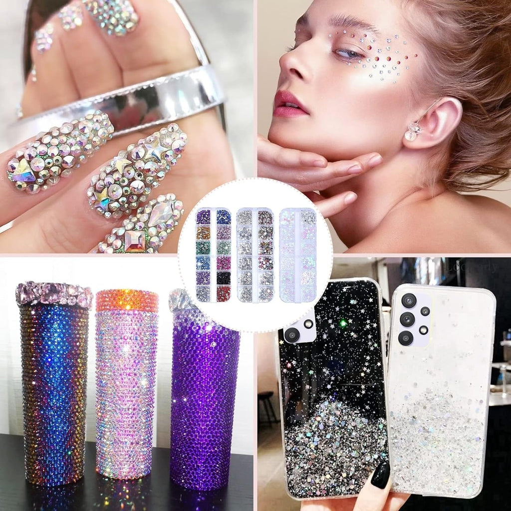4200 Stück Strasssteine Für Nägel, Nagelglitzer, Pailletten, Nagelaufkleber Mit Kristallen, Nagel-Edelsteinen, Diamanten Für Nagelkunst, Einschließlich Wachsstift Für Strasssteine Und Strass-Picker