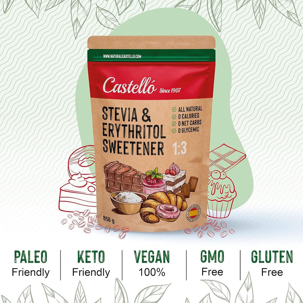 Stewia + Erytrytol 1:3 Słodzik, 1G = 3G Cukier, 850 gramów Słodziki Naty Shop