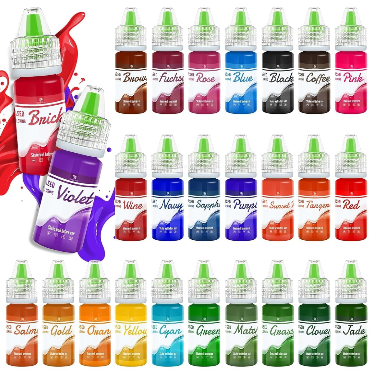 Fettlösliche Lebensmittelfarbe Für Schokolade - 26 Farben Ölbasis Lebensmittelfarben Für Fondant, Torten Dekoration, Backen - Flüssige Barwnik spożywczy Für Kakaobutter, Buttercream, Kuchen - 6 ml Je Naty Shop 6 ml (opakowanie 26Er)