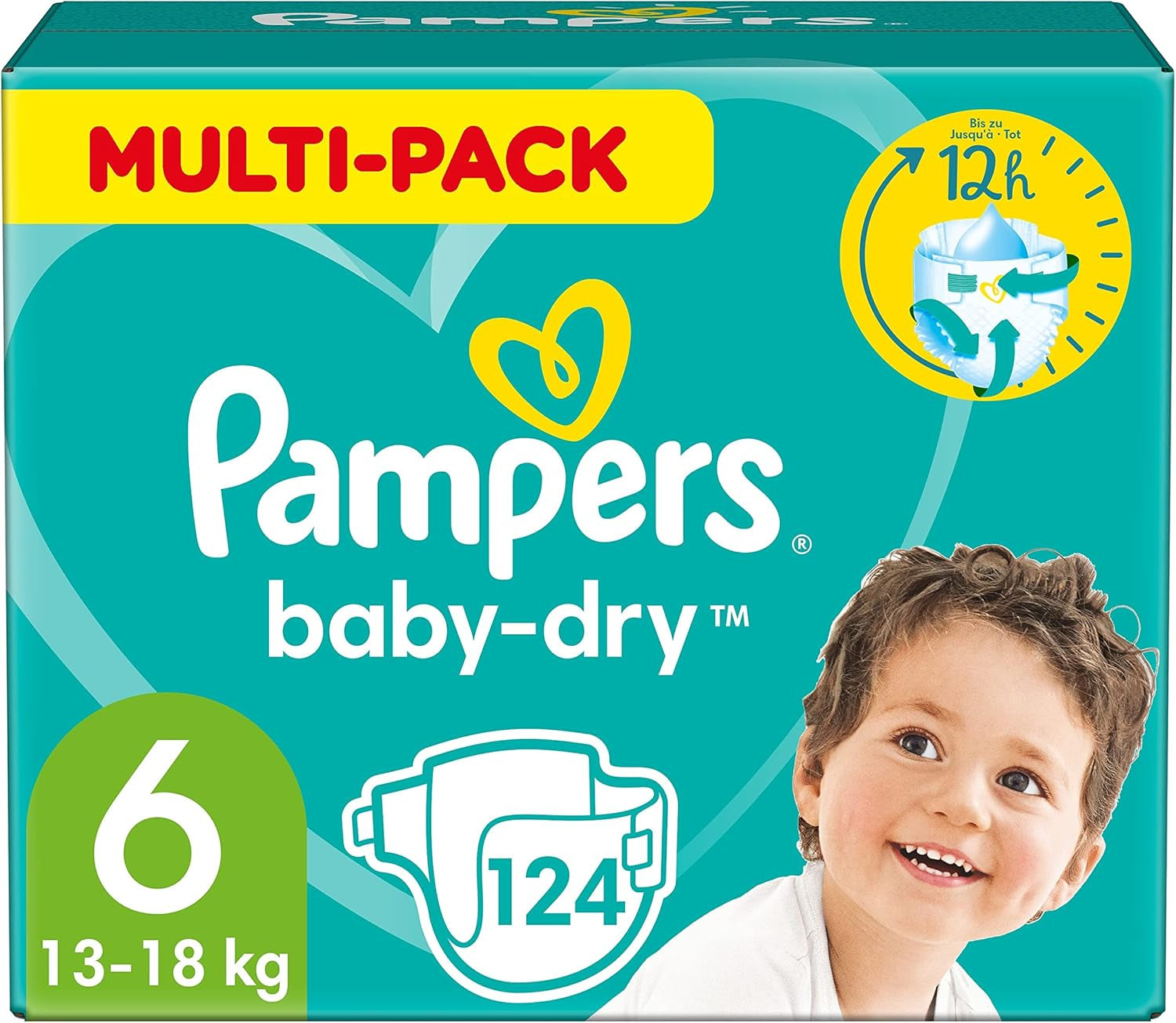 Pieluchy Pampers Baby-Dry Rozmiar 5, 174 pieluszki, 11 kg - 16 kg, do 100% ochrony przed wyciekaniem i komfortu przez całą noc