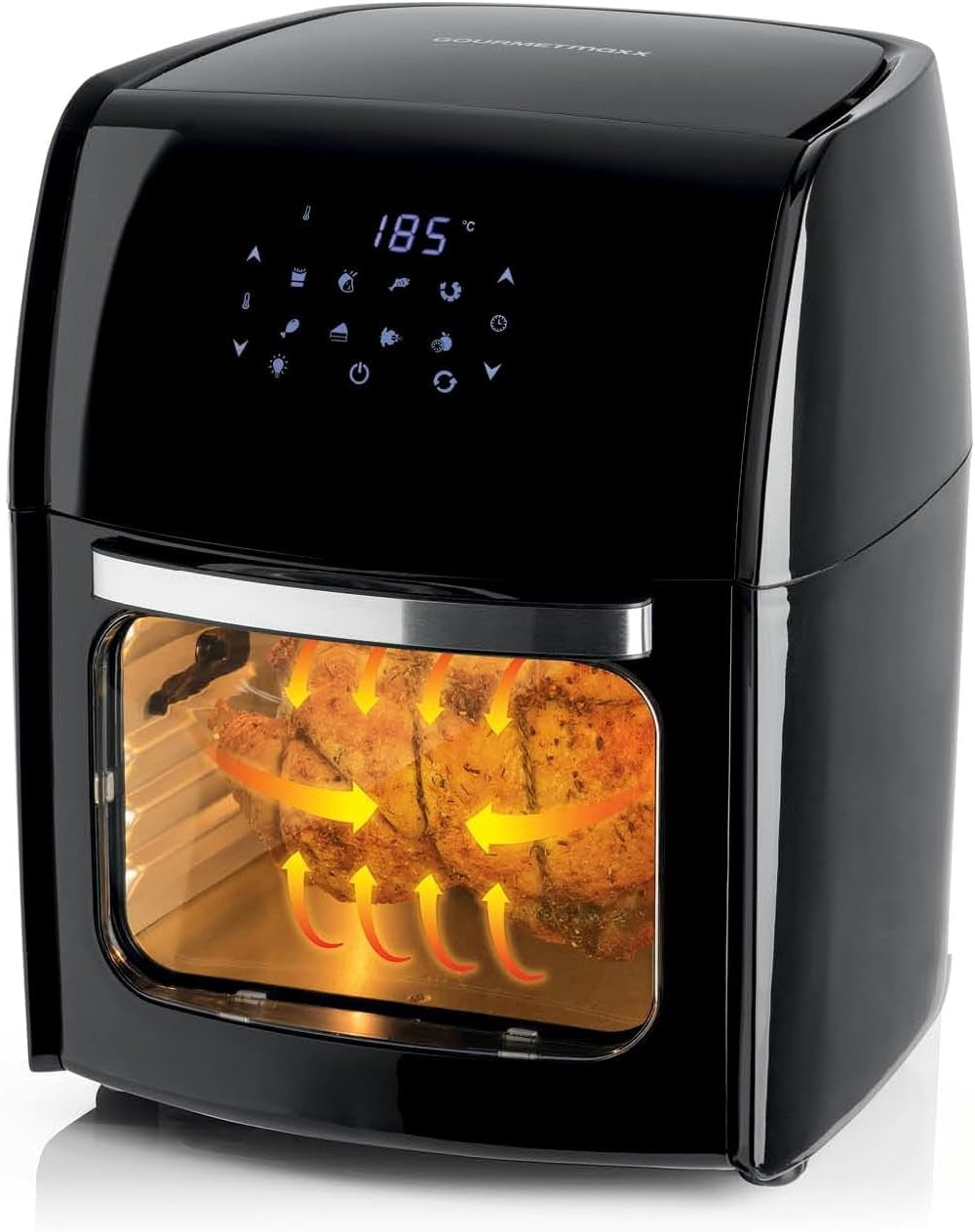 Gourmetmaxx Friteuză digitală cu aer cald XXL, 9 litri, 8 programe, 1800 W Electrocasnice Naty Shop Negru 12 litri
