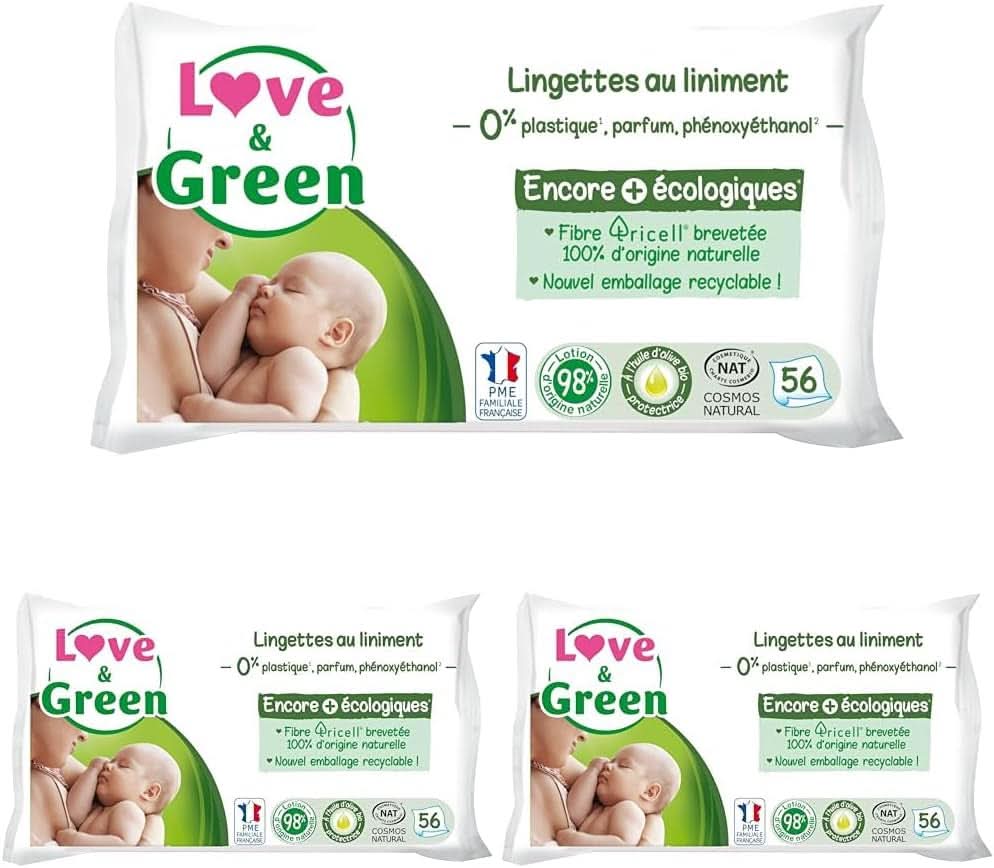 Șervețele de curățare Liniment, sănătoase și ecologice, certificate Cosmo Natural de ECOCERT și FSC, ambalaj reciclabil Servetele Umede Bebelusi Naty Shop 3 x 56 servetele Liniment - servetele de curatare