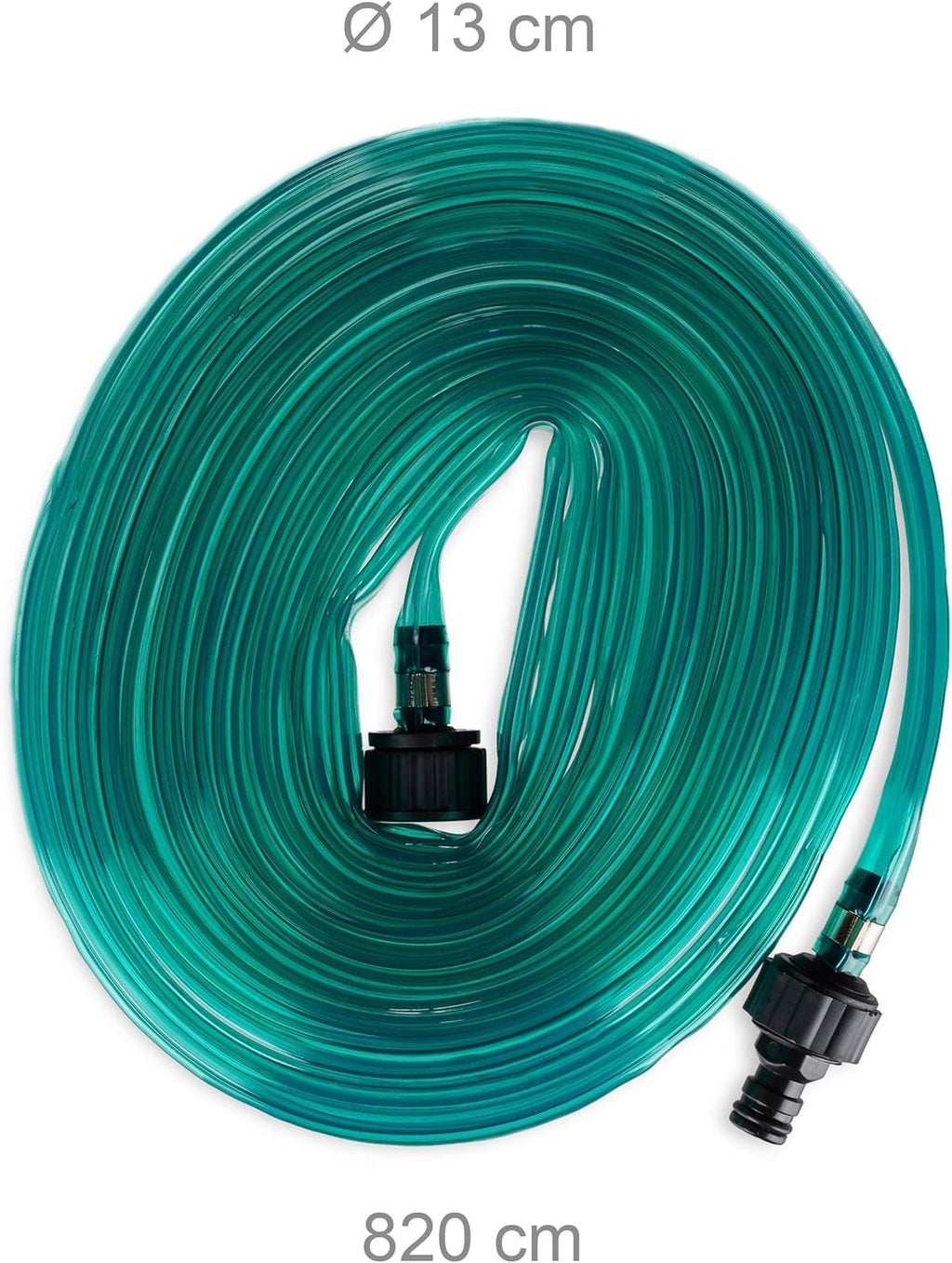 Furtun de irigare Relaxdays, furtun plat pentru grădină, cu orificii, gata de conectare, 8 metri, verde, 1 bucată, plastic