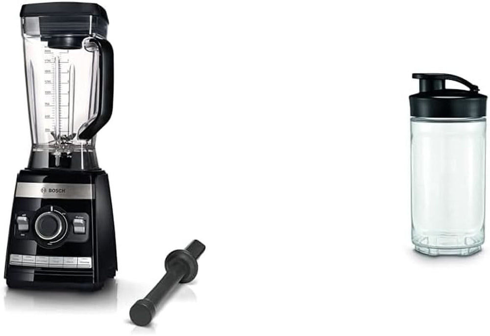 Bosch Mikser stojący Vitaboost MMBH6P6BDE, 6-Klingen-Edelstahlmesser, 2,5 l Tritan-Mixbehälter, Stopfer, 6 programów automatycznych, Rezeptbuch, Bpa-Frei, Einfache Reinigung, 45 000 U/Min, 1600 W, Schwarz Bucatarie Naty Shop Bundle Mit Becher 300Ml 6 Automatikprogramme Deutsches Rezeptbuch