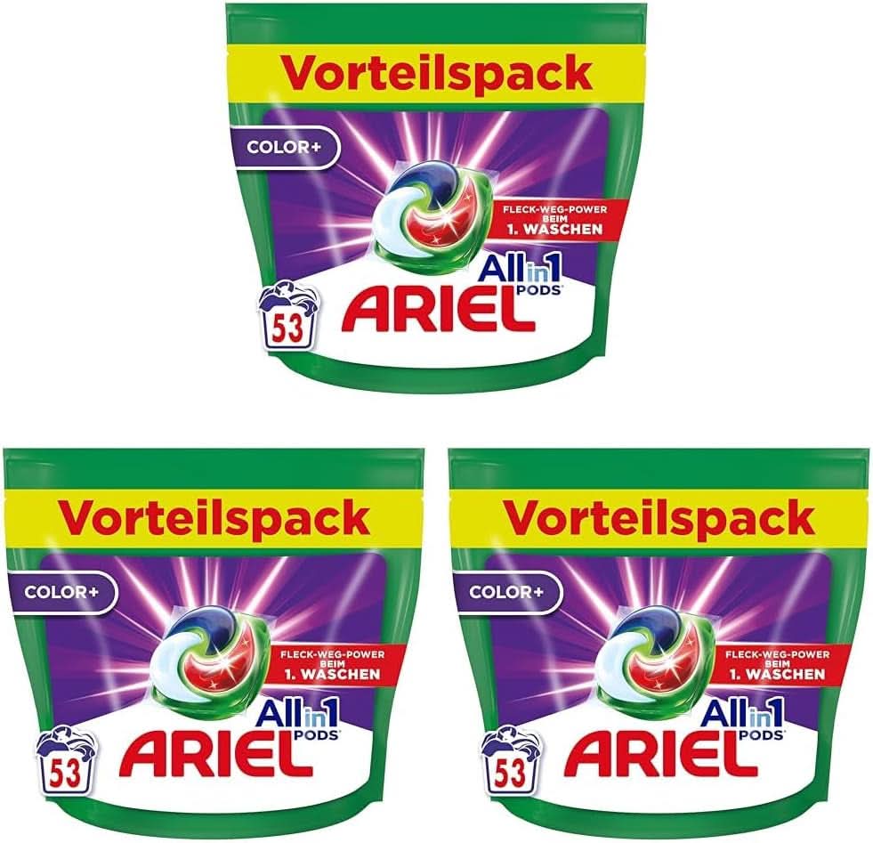 Ariel Allin1 PODS, kapsułki z płynnym detergentem Colour+ 53 prania, doskonałe usuwanie plam już w pierwszym praniu Detergenty Rufe Naty Shop 3 x 53 kapsułki Model klasyczny