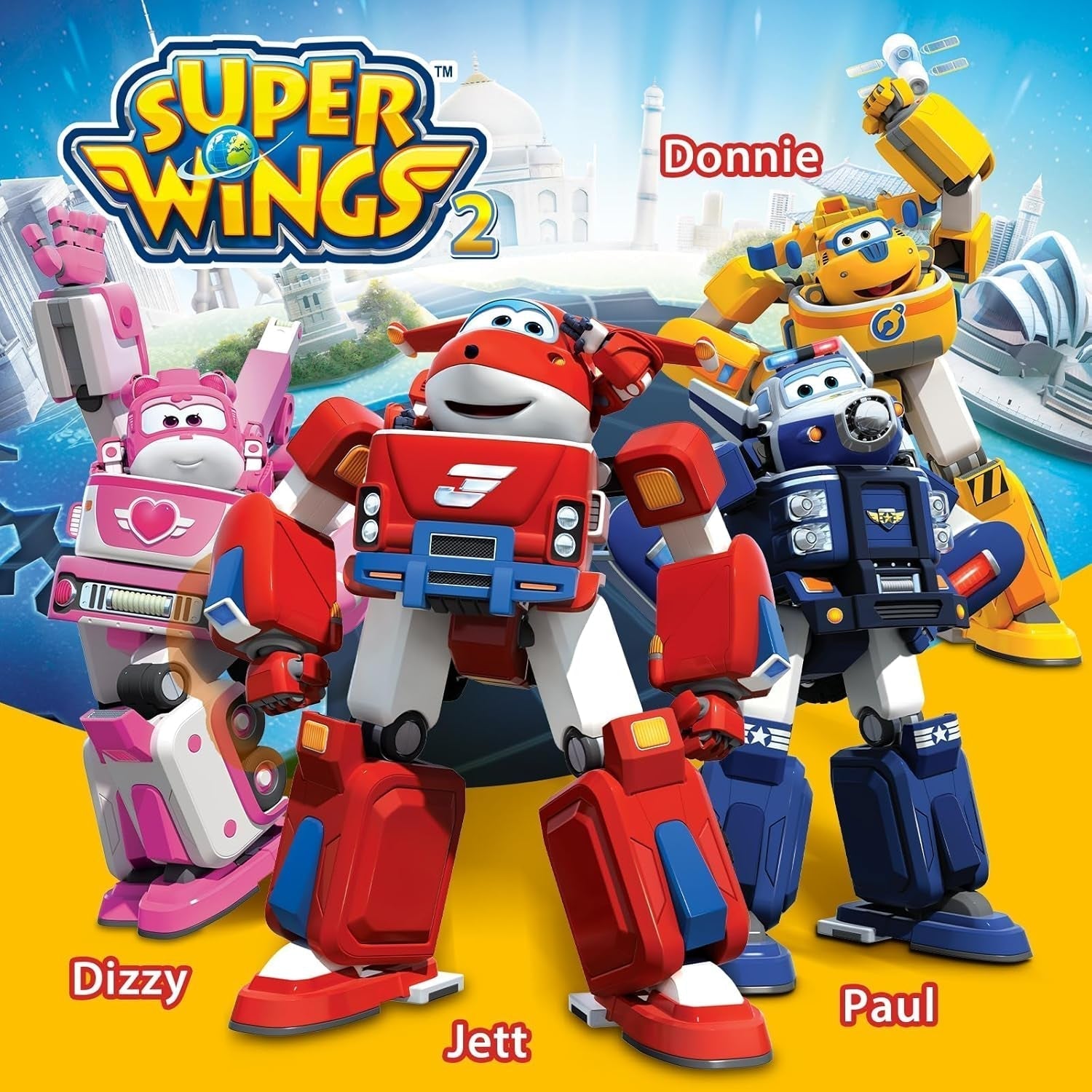 SUPER WINGS - VEHICUL ROBOT CONVERTIBIL "PAUL'S CRUISER" 18 Cm + 1 FIGURĂ 5 Cm - Mașină și avion de jucărie Transform-A-Bots din serialul animat - Jucării pentru copii peste 3 ani Action figures Naty Shop