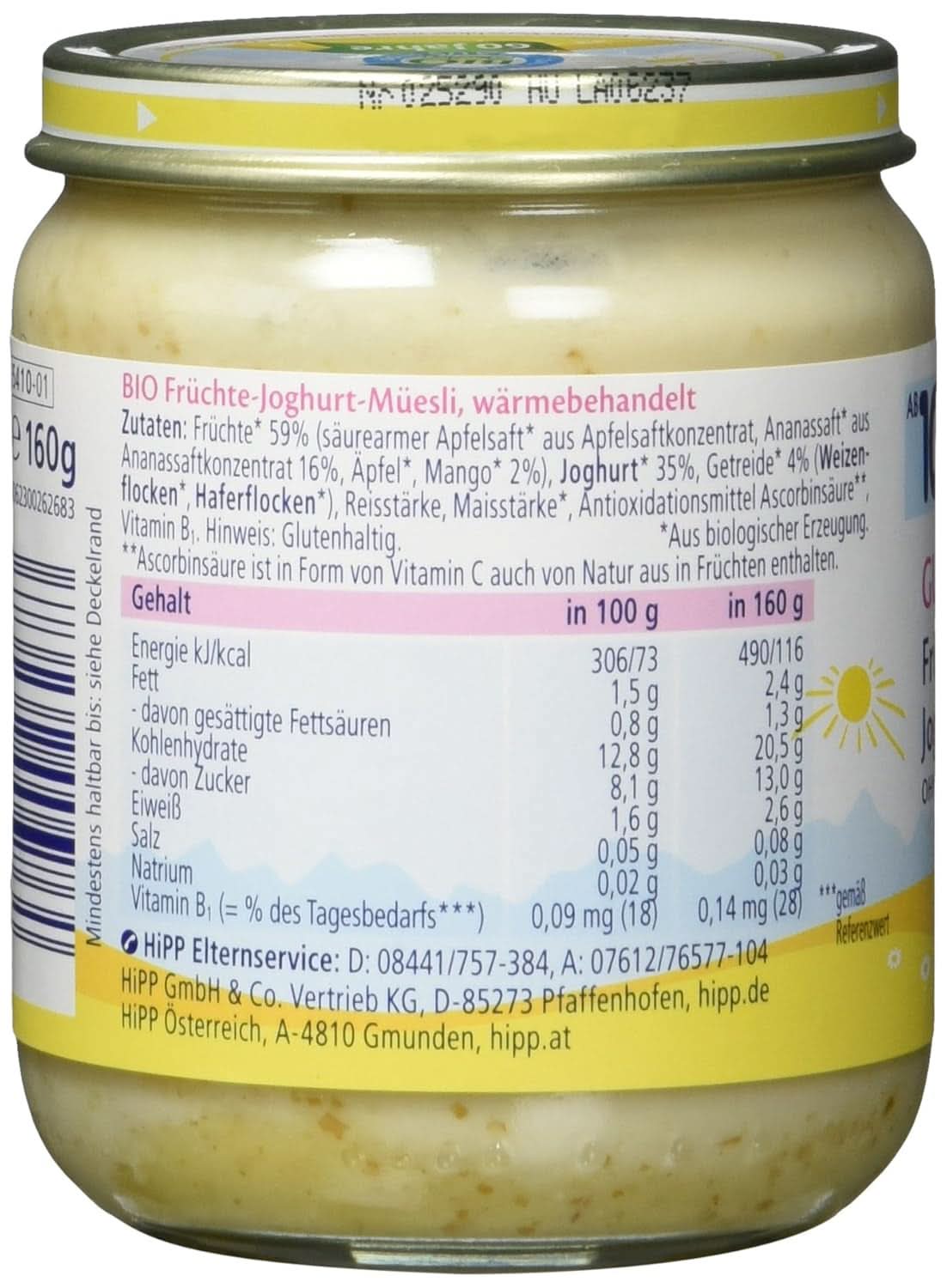 Hipp Fruit Yoghurt Muesli, pachet de 6 (6 X 160 G) - Organic Mama si Copilul Naty Shop