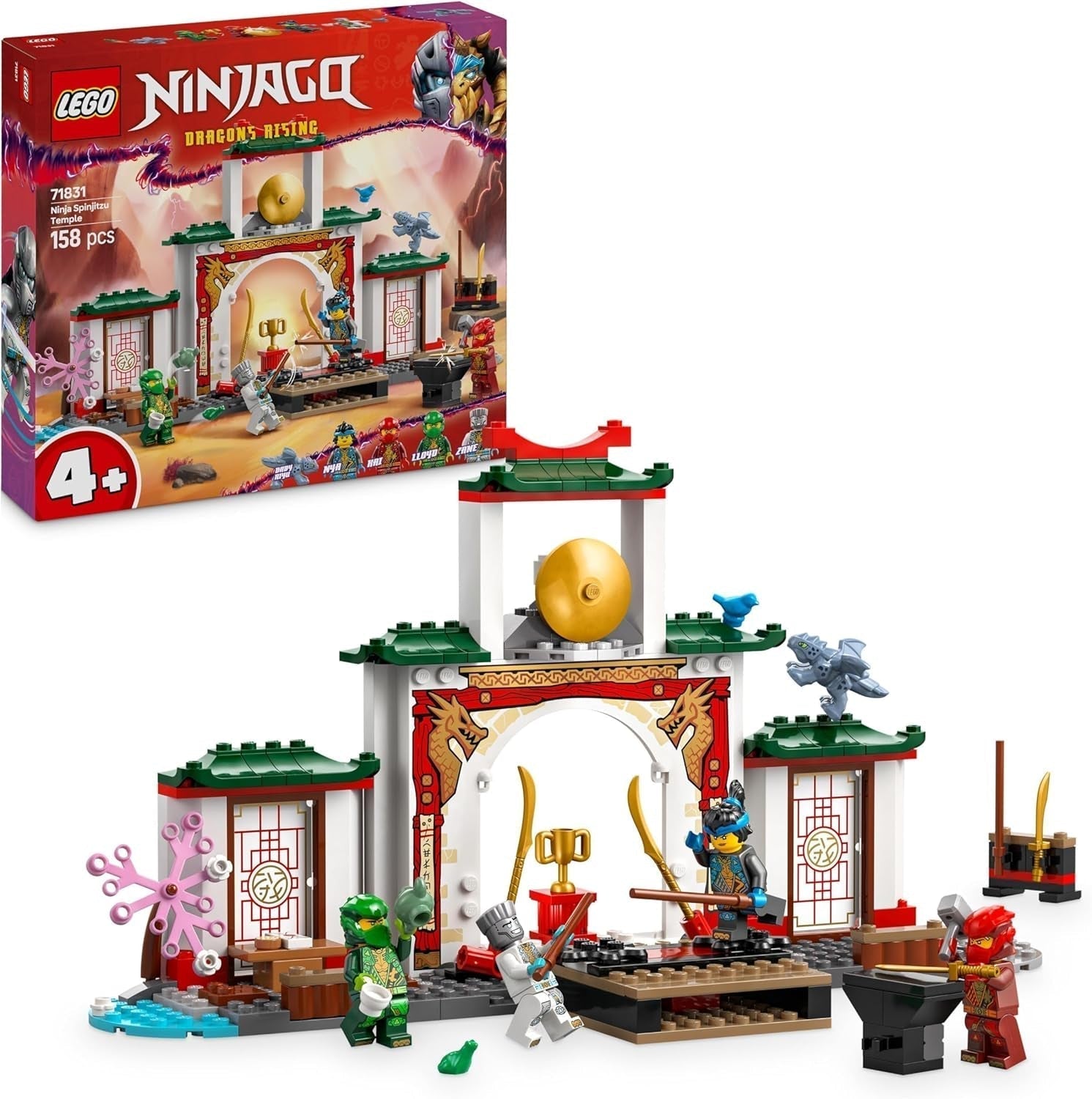 LEGO NINJAGO Świątynia ninja Spinjitzu — zestaw z 4 minifigurkami i 1 figurką smoka — zestaw do budowania — prezent na Boże Narodzenie lub urodziny dla chłopców i dziewcząt od 4 lat 71831 Zestawy do budowania Besuche den LEGO-Store Domyślny tytuł