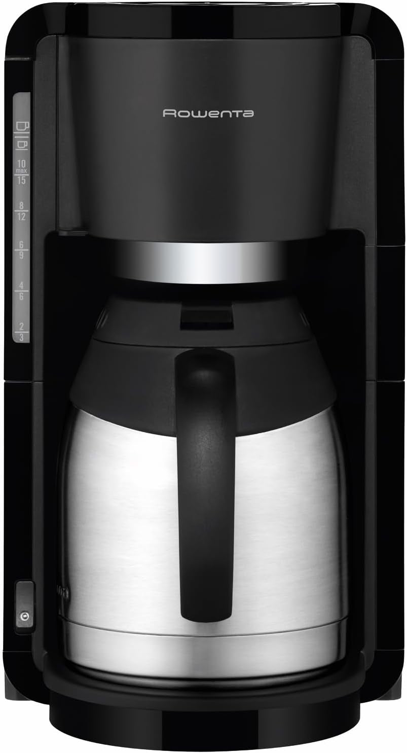 Espressor cu filtru Rowenta Adagio, carafă termică din oțel inoxidabil, menține cafeaua caldă până la 4 ore, capacitate 10-15 cești, capacitate 1,25 l, coș filtru detașabil, oprire automată, negru, CT3818