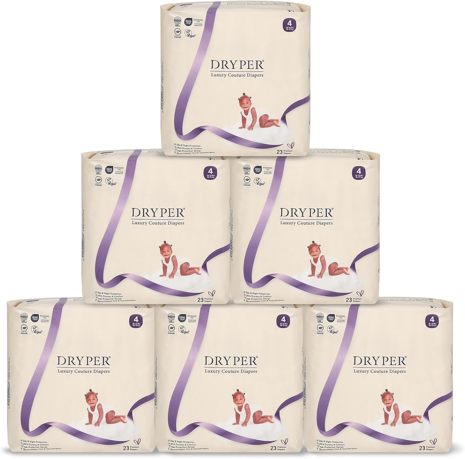 Pieluszki dziecięce Rozmiar 4 (10-15 kg), Ultra cienkie, miękkie i hipoalergiczne dla wrażliwej skóry, Ochrona przed wyciekami 3D, Wskaźnik wilgoci, 138 pieluszek Premium na dzień i na noc