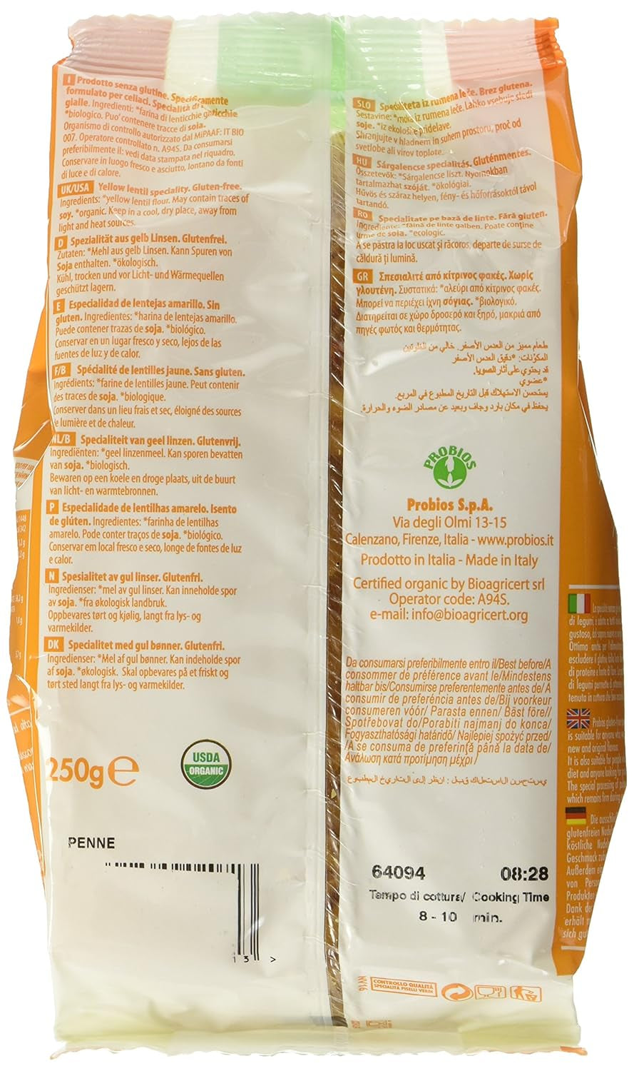 Penne z żółtą soczewicą, opakowanie 12 szt. (12 x 250g)