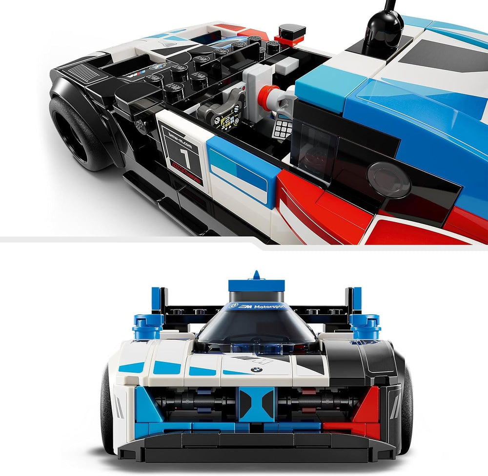 LEGO Speed Champions BMW M4 GT3 & BMW M Hybrid V8 Rennwagen Auto Spielzeug mit 2 baubaren Modellautos und 2 Rennfahrer-Minifiguren, Geschenk für Jungs, Mädchen ab 9 Jahren, Modellauto 76922