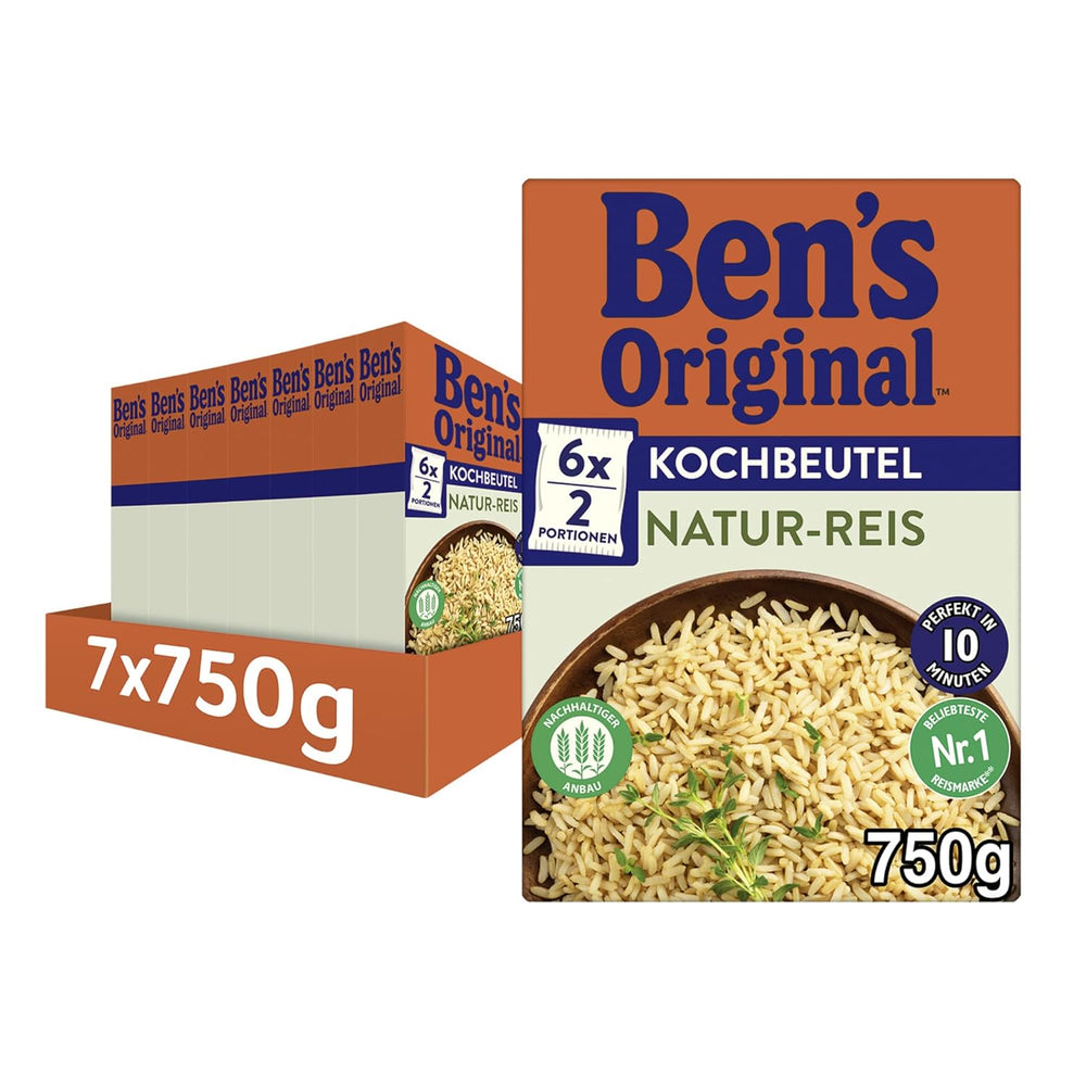 BEN'S ORIGINAL™ ryż naturalny w torebce, 9 x 500 g