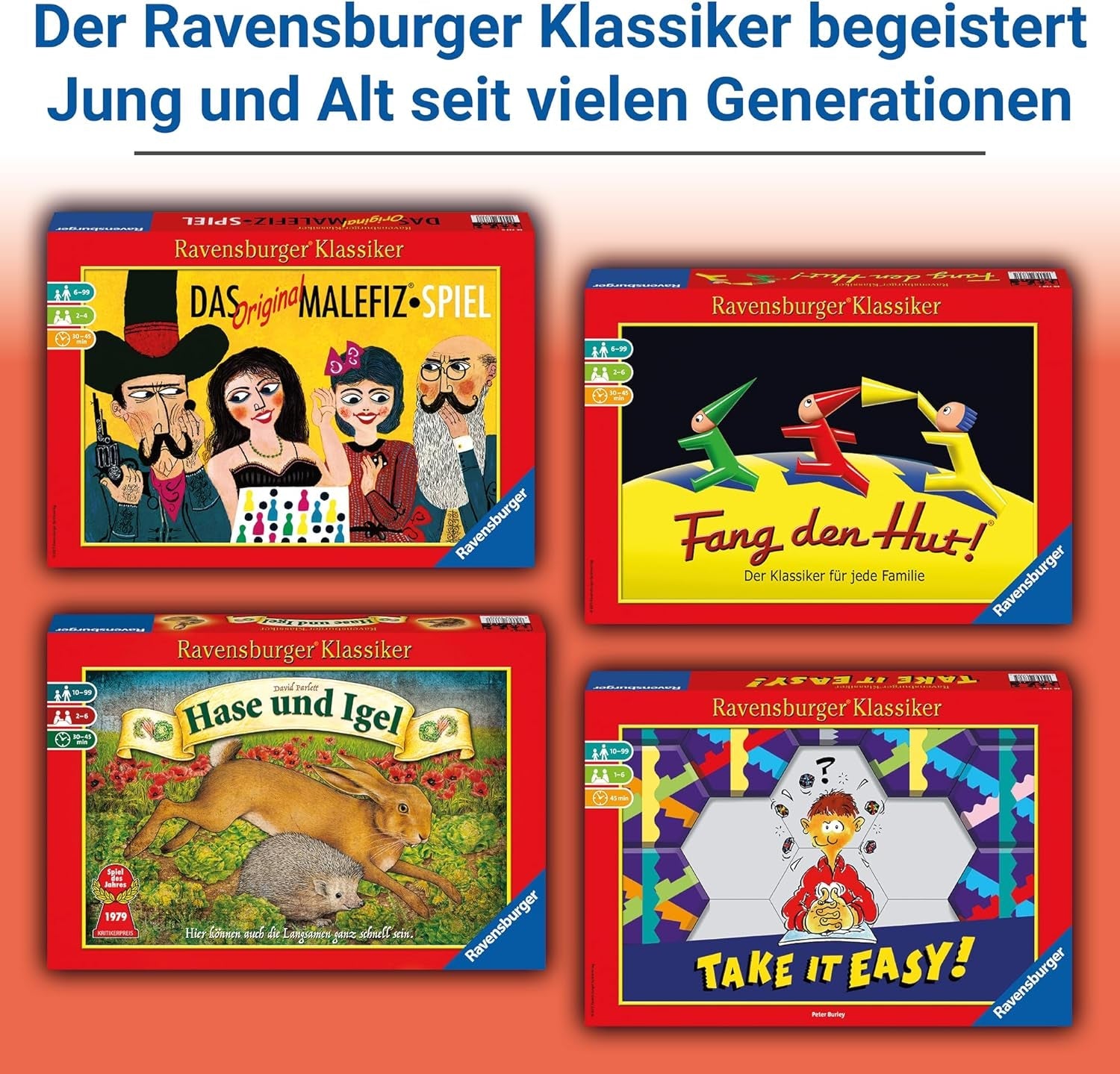 Ravensburger 26736 - Prinde pălăria - Joc cu scoici pentru 2-6 jucători, joc de familie pentru vârste de 6 ani și peste, Ravensburger Classic