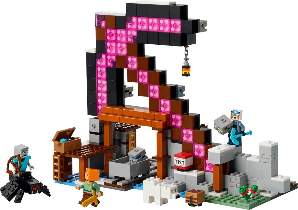 LEGO Minecraft Die Spitzhackenmine - Interaktywna gra dla dzieci - Alex, Minenarbeiter i Stray Spinnenreiter Figurki - Sammelbares Gamer Geschenk für Jungen & Mädchen ab 8 Jahren - 21277