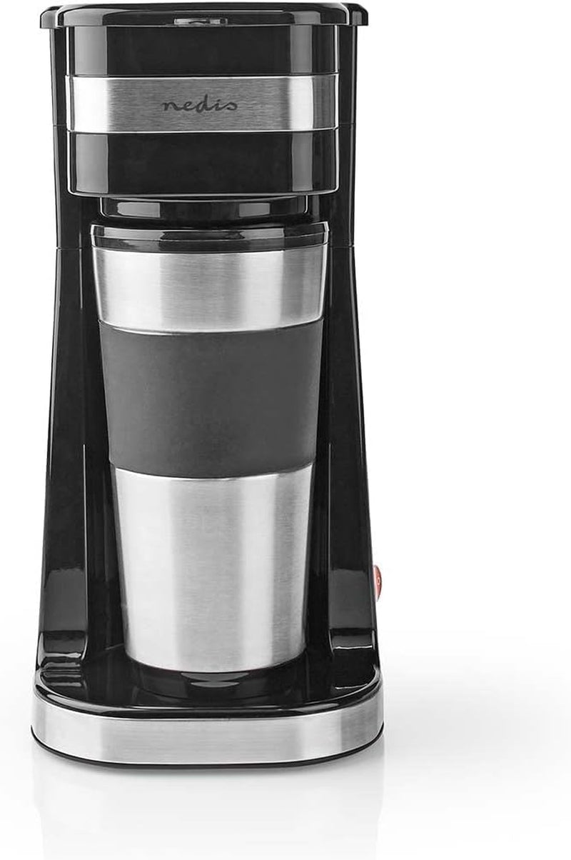 Espressor NEDIS - Cafea Filtrată - 0,4 l - 1 Ceașcă - Cronometru - Negru / Argintiu
