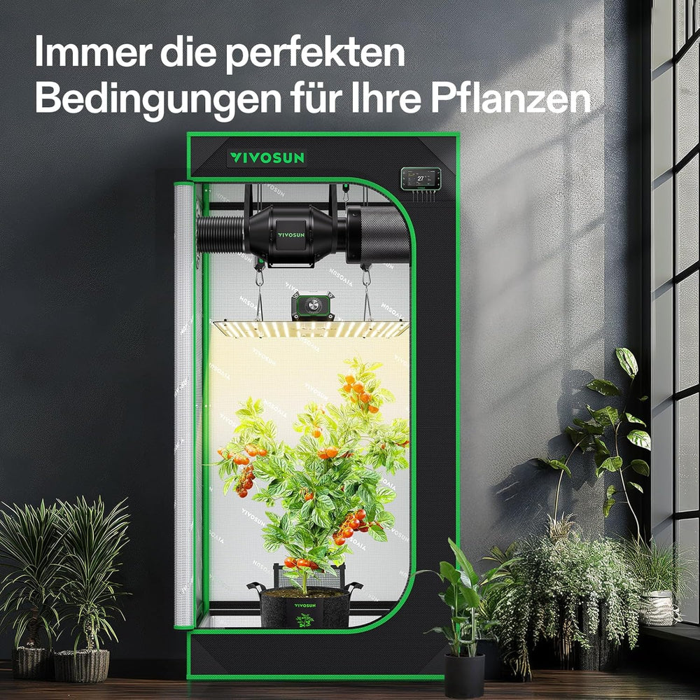 Namiot VIVOSUN Smart Grow Tent Kompletny zestaw 60x60x120cm, zintegrowany system automatycznej uprawy WiFi z pełnym spektrum światła LED o mocy 100W i wydajnym systemem wentylacji z kontrolerem GrowHub E42A+