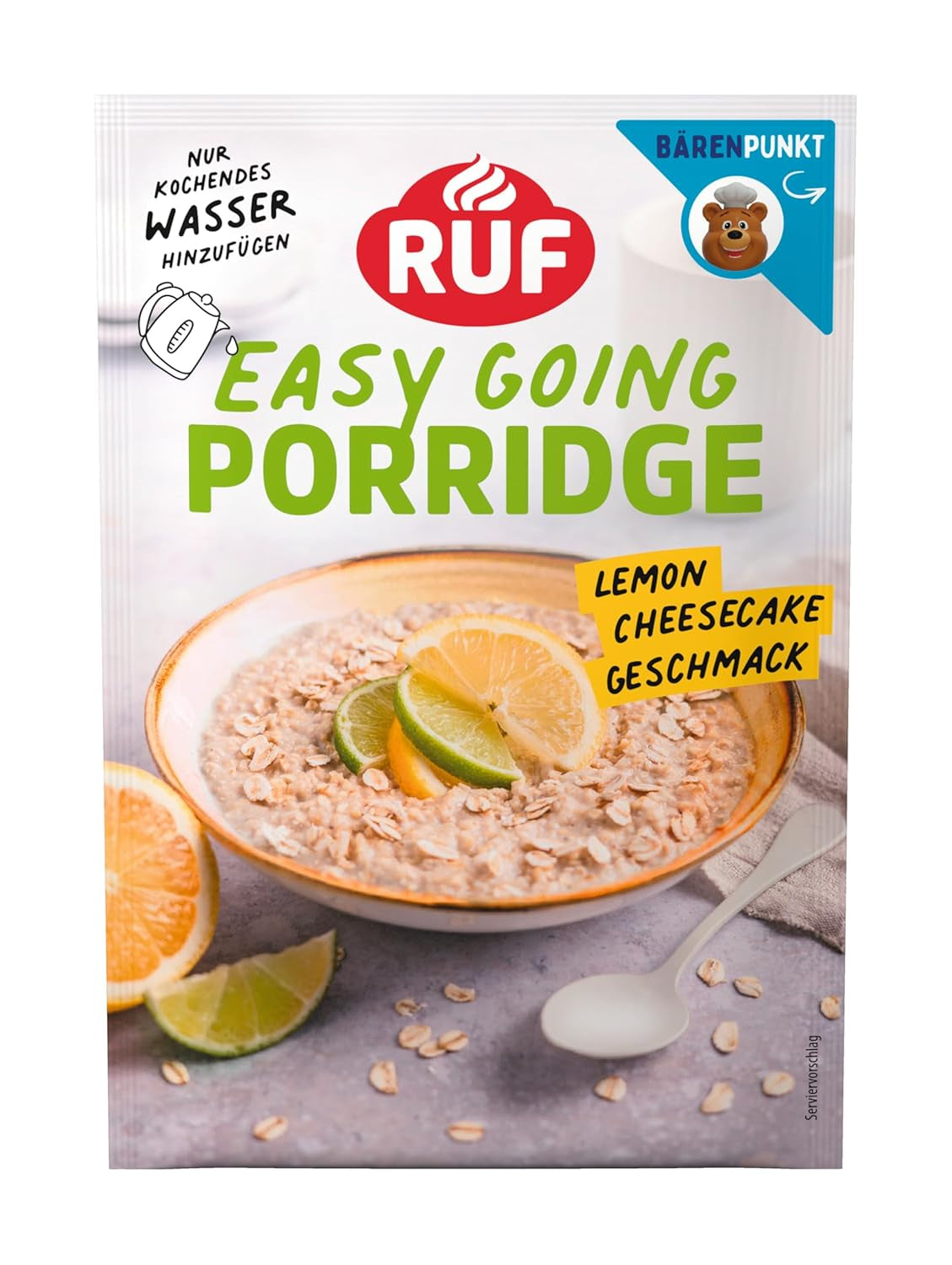 RUF płatki owsiane błyskawiczne z truskawkami i wanilią, letni posiłek z płatkami owsianymi gotowy w 3 minuty, 1 saszetka x 65g