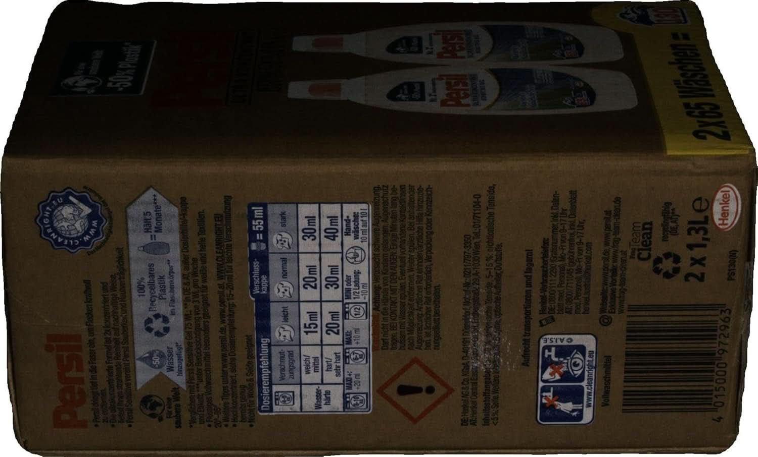 Persil Ultra Concentrate Sensitive Gel (130 prań) Detergent w płynie dla alergików i dzieci w mniejszej butelce, aby zmniejszyć ilość plastiku Usuwa trudne plamy Testowany dermatologicznie Detergenty do prania Naty Shop