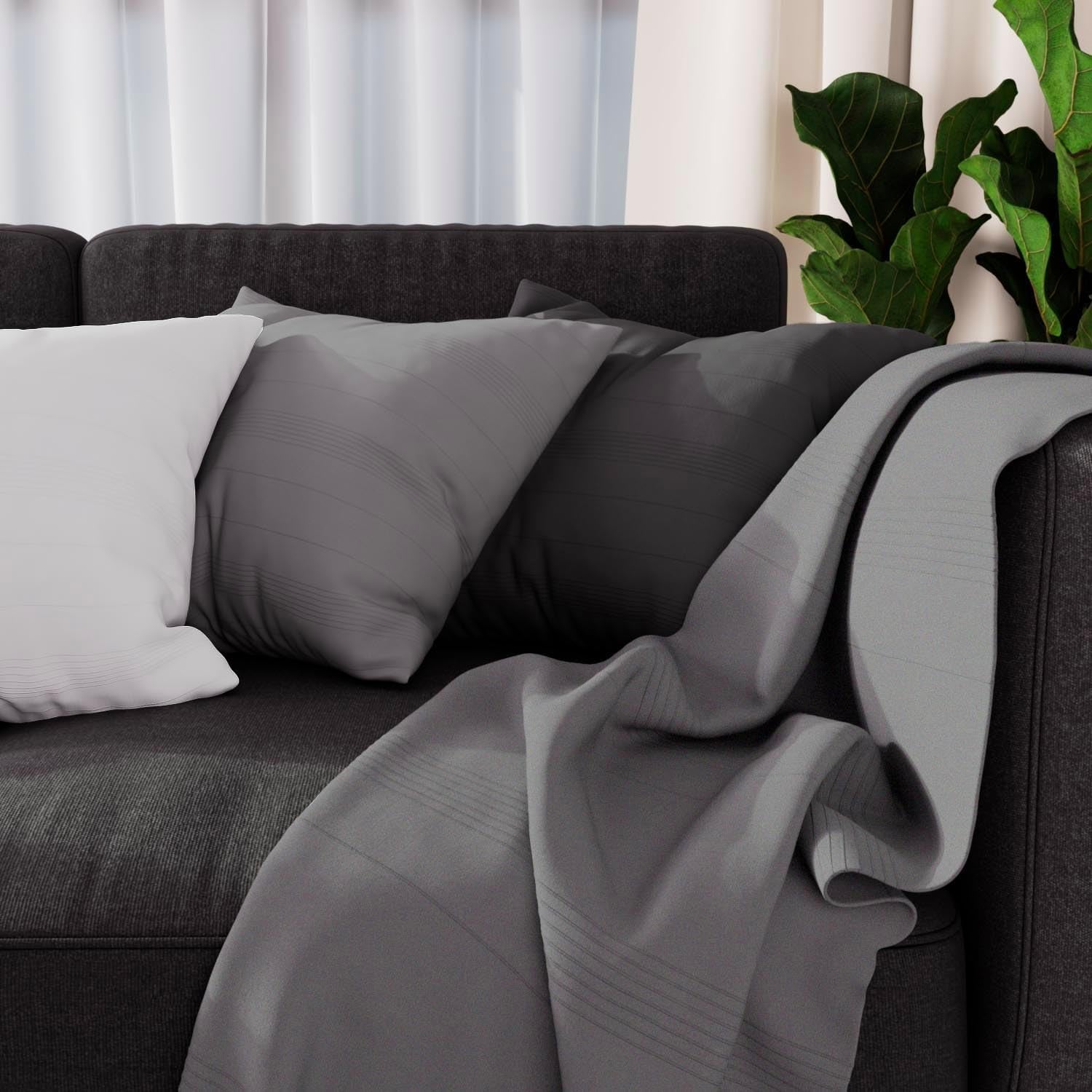 Soleil D'Ocre Adele Plaid, wyrzucony z fotela, Polycoton, szary, 140 x 200 cm Łóżka i koce Besuche den Soleil d'ocre-Store szary 140 x 200 cm