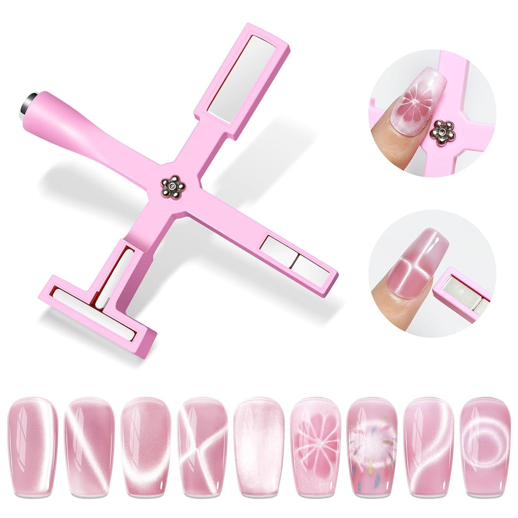 SUPWEE 5 in 1 Nail Magnet Tool, Rosa Cat Eye Magnet Für Nägel Multifunktions Magnetstift DIY Magic 3D Magnet Stick Pen Set Nail Art Magnet Stick Für Nail Art Diy-Zubehör