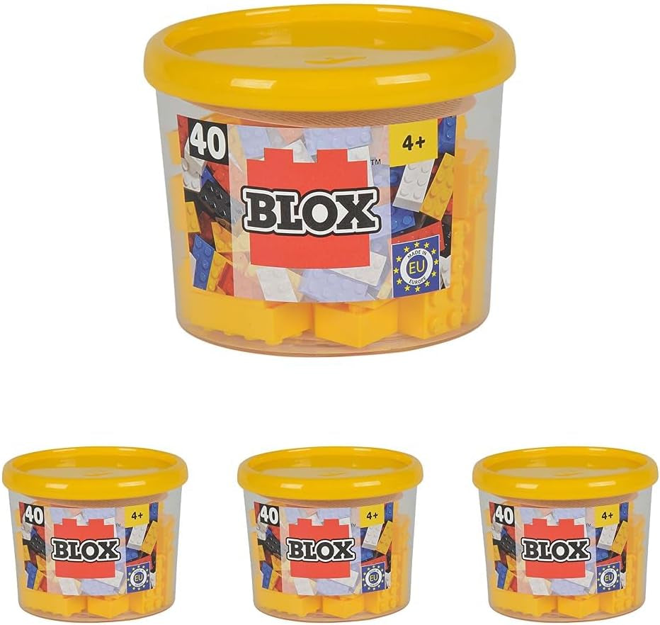 Simba 104118875 - Blox, 40 rote Klemmbausteine für Kinder ab 3 Jahren, 8er Steine, inklusive Dose, hohe Qualität, vollkompatibel mit vielen Anderen Herstellern