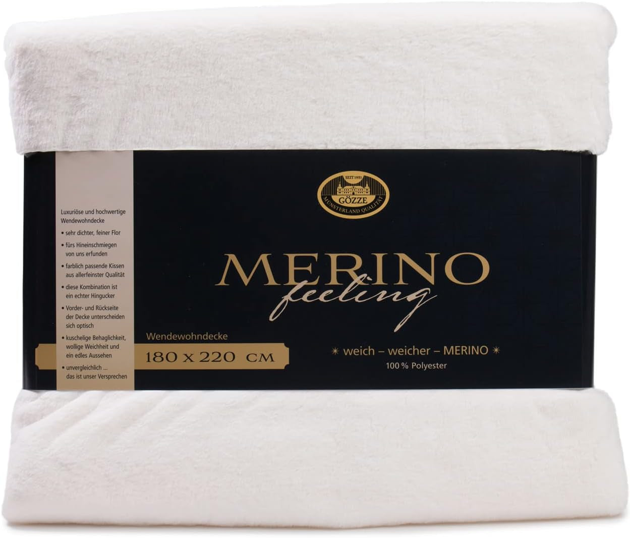 Gözze - Wygodny koc, dwustronny, o dużej gęstości 600 G/M², 150 x 200 cm - Ciemnozielone łóżka i koce Besuche den GÃ¶zze-Store Biała wełna 180 x 220 cm