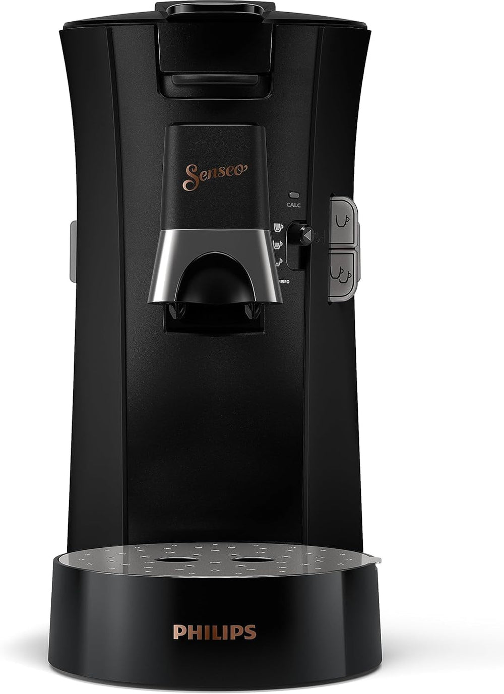 Espressor cu capsule PHILIPS Senseo Select cu selectare a intensității cafelei și funcție de memorare, fabricat din plastic reciclat, culoare: negru (CSA240/60)