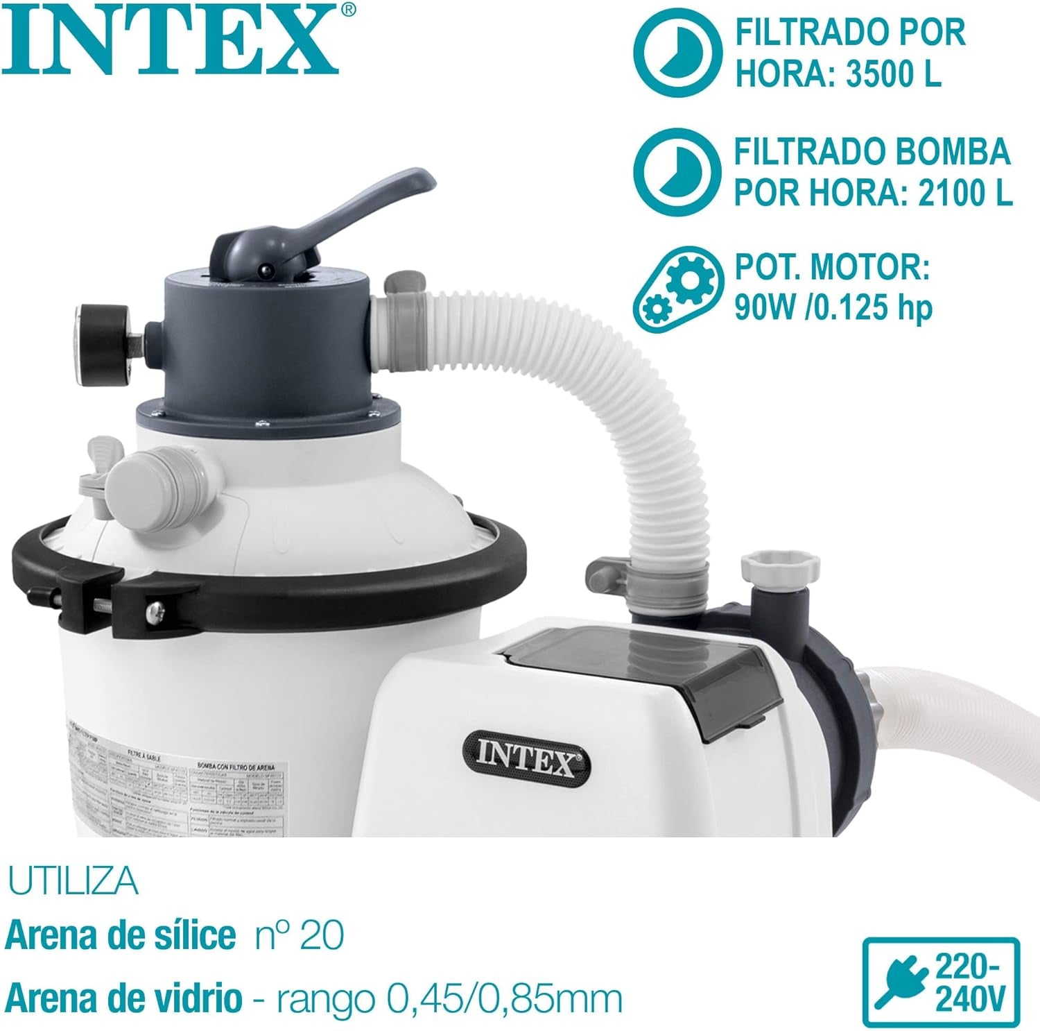 System filtrów piaskowych Krystal Clear SX925, wydajność cyrkulacji 2000 l/h, 26642, basen z prostokątną i białą ramą - basen naziemny - 300 x 200 x 75 cm, niebieski