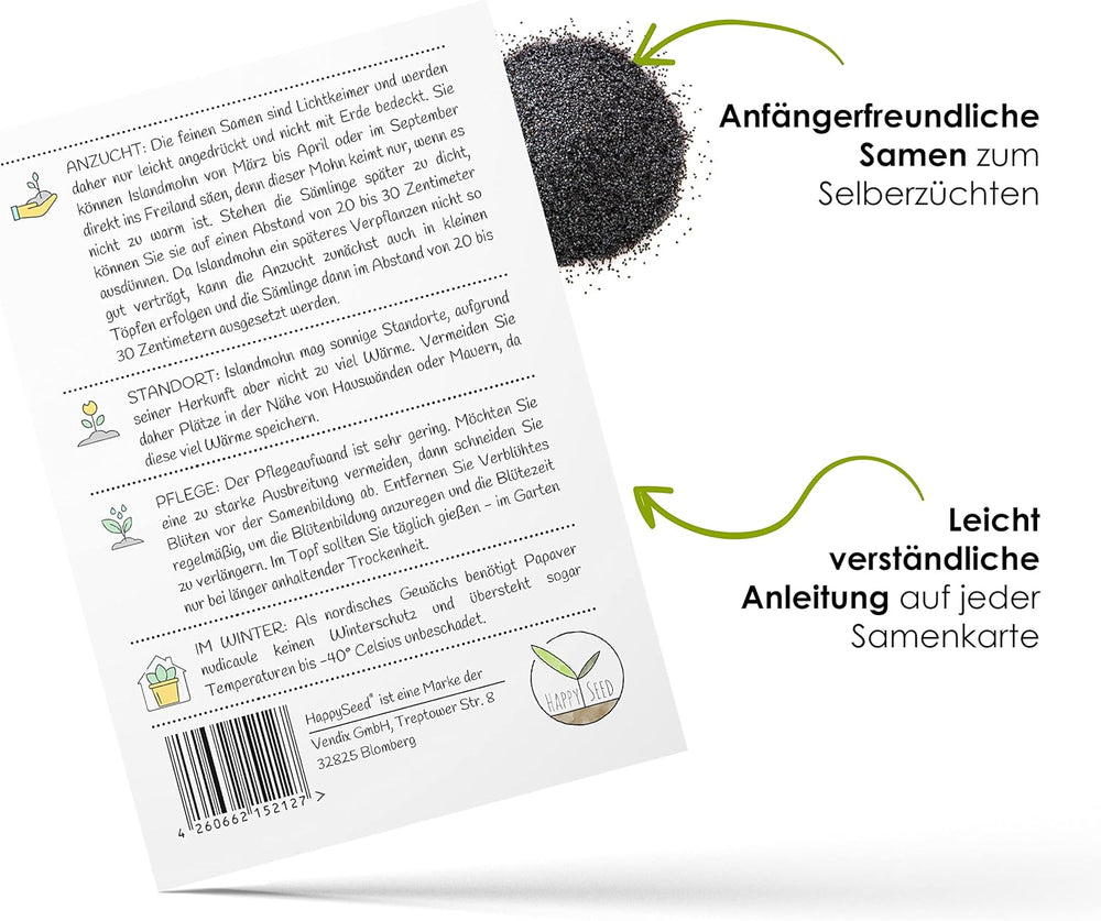 Islandzki Poppy Seed Mix (Papaver nudicaule) - Piękne kwitnące maki o długim okresie kwitnienia na kolorową łąkę kwietną (Islandia Poppy)