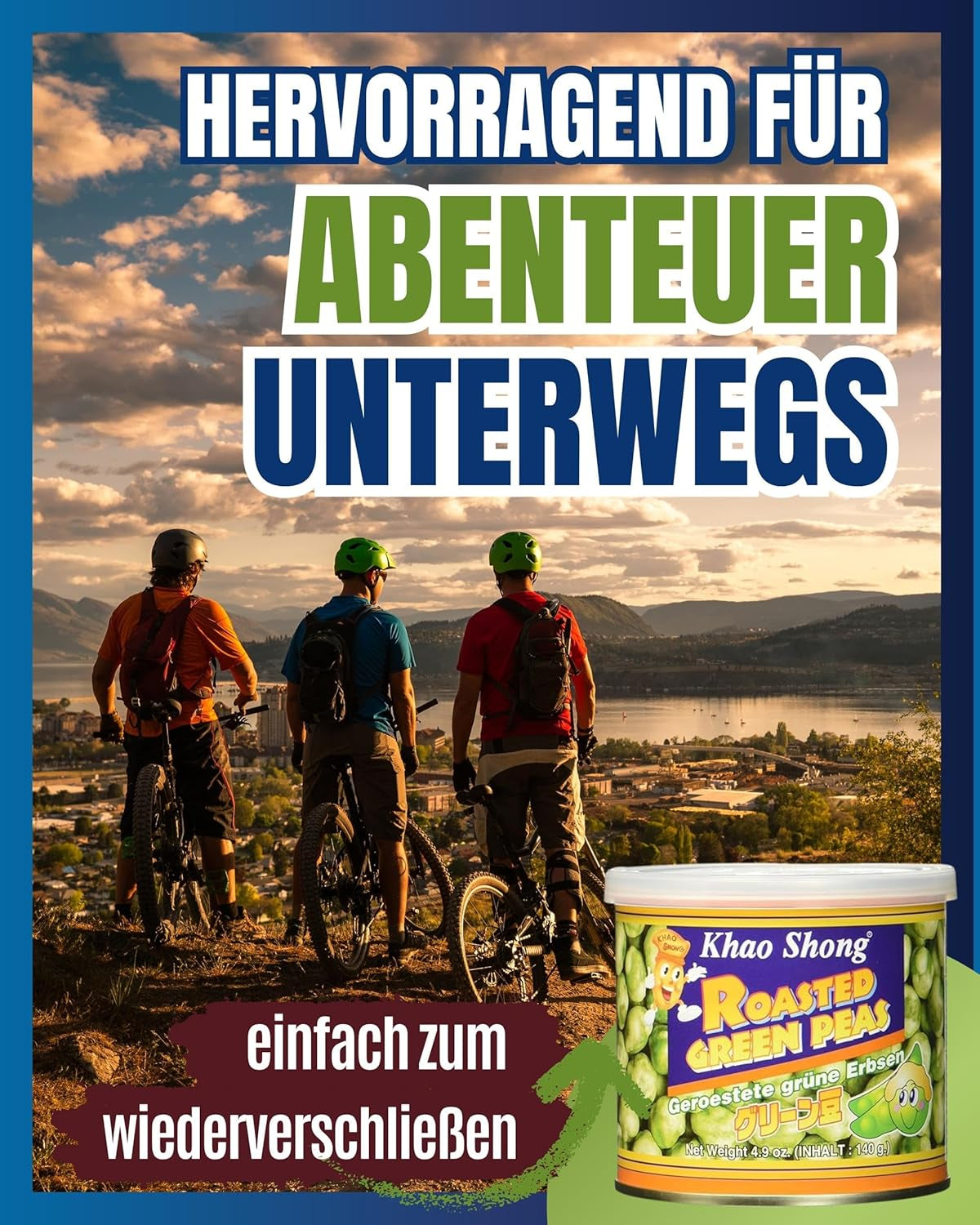 Khao Shong Smażony zielony groszek z wasabi, chrupiący groszek w pikantnej panierce, niskotłuszczowa alternatywa dla orzechów, średnio ostry, puszka 1 140 g | 140 g (1 opakowanie)