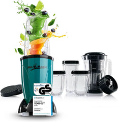 Gourmetmaxx Mr Magic Blender, ekspres do smoothie z pakietem akcesoriów Xxl Naty Shop Green | Czarny Pan Magia | 400W | Zestaw XL
