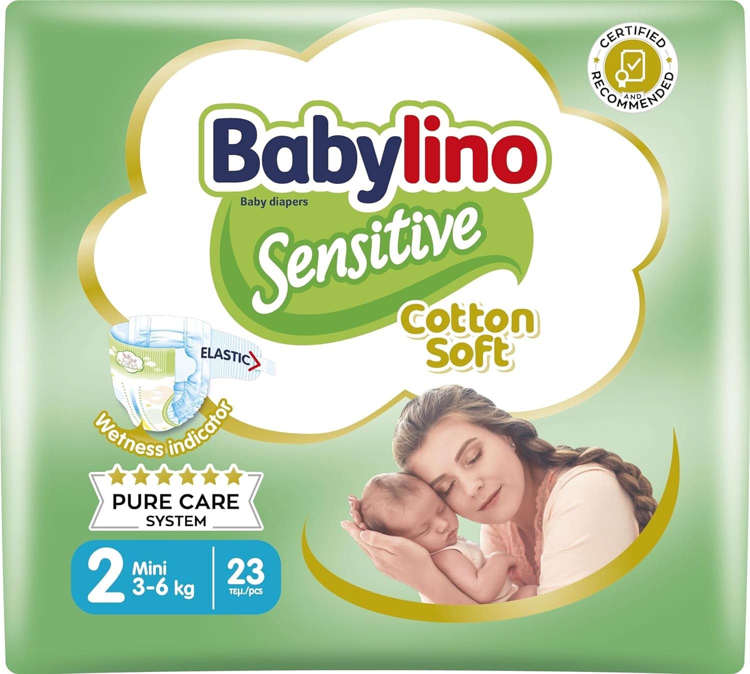 Babylino Sensitive, delikatne pieluszki dla dzieci, różne rozmiary Matka i Dziecko Naty Shop Rozmiar 2 (23 sztuki)