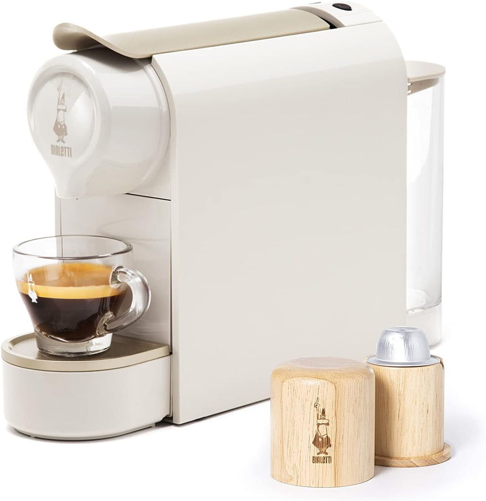 Bialetti Gioia, espressor pentru capsule de aluminiu, super compact, rezervor de 500 ml, 50% plastic reciclat, culoare taupe