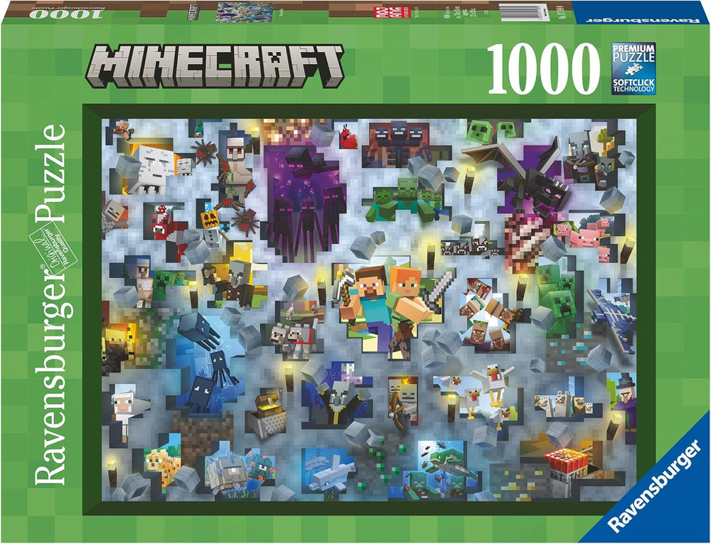 Puzzle Ravensburger 12000422 - Minecraft Moby - 1000 elementów Puzzle Minecraft dla dorosłych i dzieci 14+ Puzzle Naty Shop Pixelated